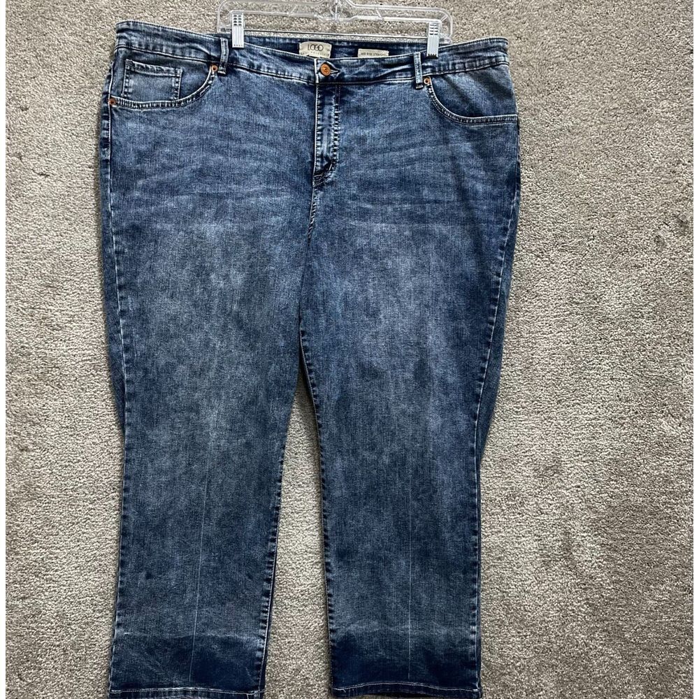 Logo Lori Goldstein Denim Jeans Womens 26 Blue 5-Pocket Straight Leg acid wash